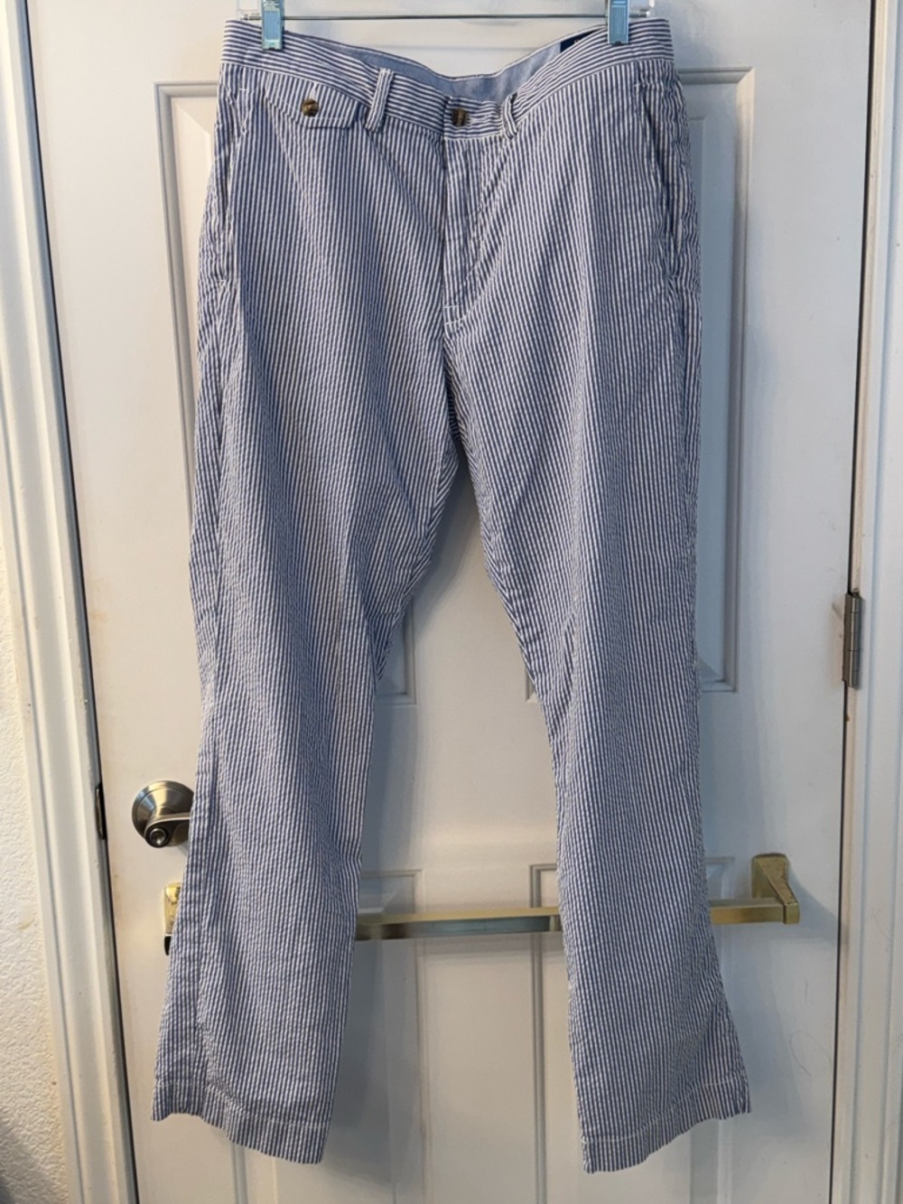 Polo Ralph Lauren Blue and White Seersucker Striped Pants